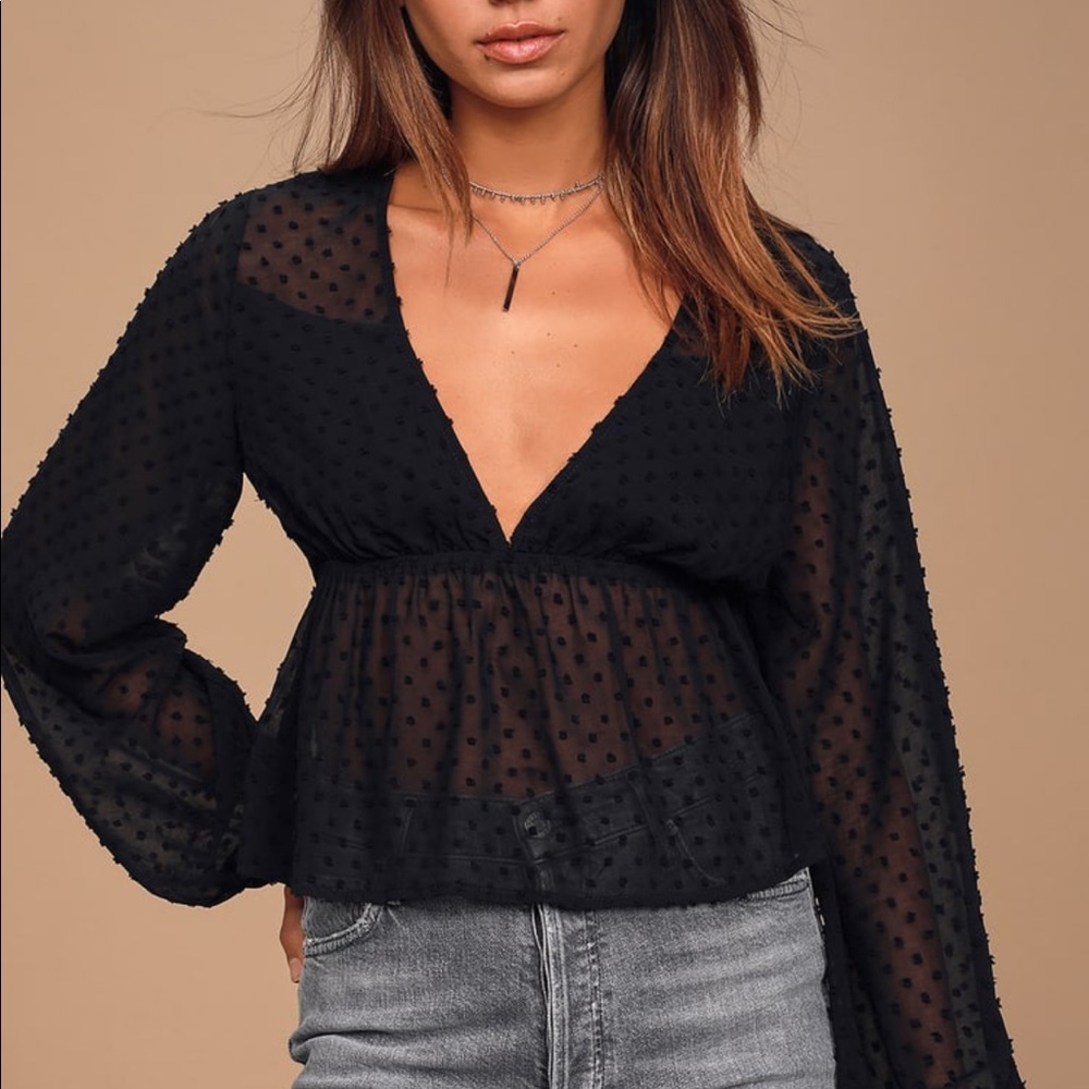 Long sleeve sheer top